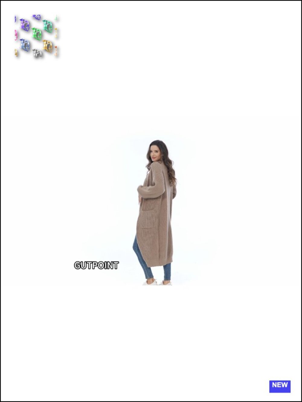 Open Front Oversized Long Cardigan Sweater Duster with Pockets Chunky Cable Knit - Picture 5 of 6
